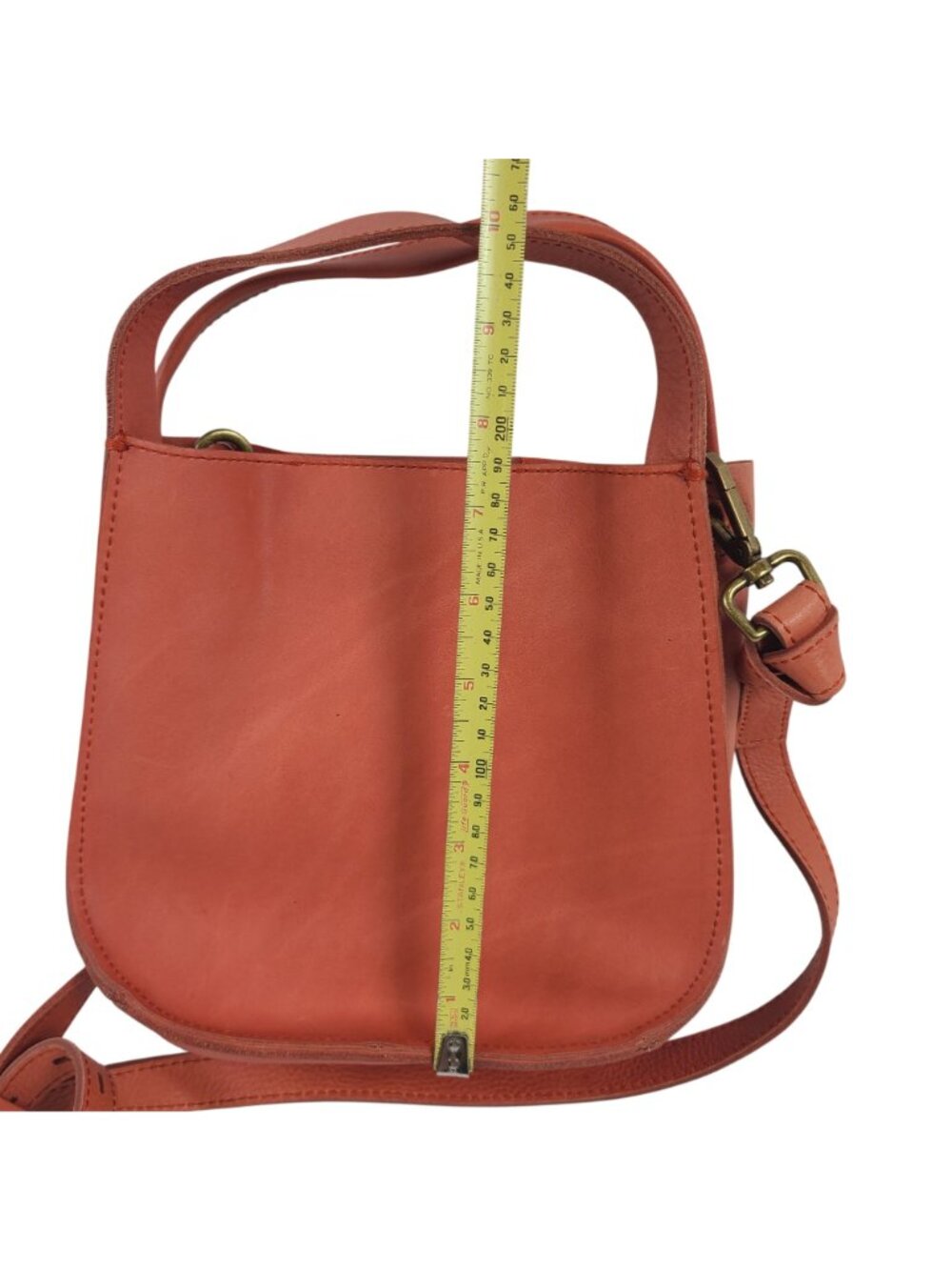 NEW Madewell Small Leather Crossbody Bag In Burnt Orange Brass Hardware - Picture 9 of 9